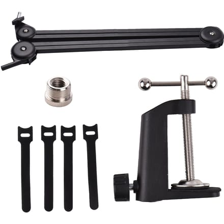 Microfoonstandaardset Zware microfoonophanging Schaarboomarm met klemplakband voor zingen zwart
