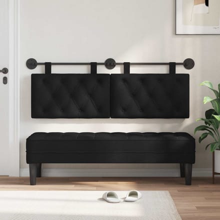 vidaXL - Hangend - hoofdbord - Zwart - Stof