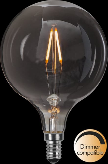 G95 bol - E14 - 1.5W - Super Warm Wit <2200K - Dimbaar - Filament - Rookglas