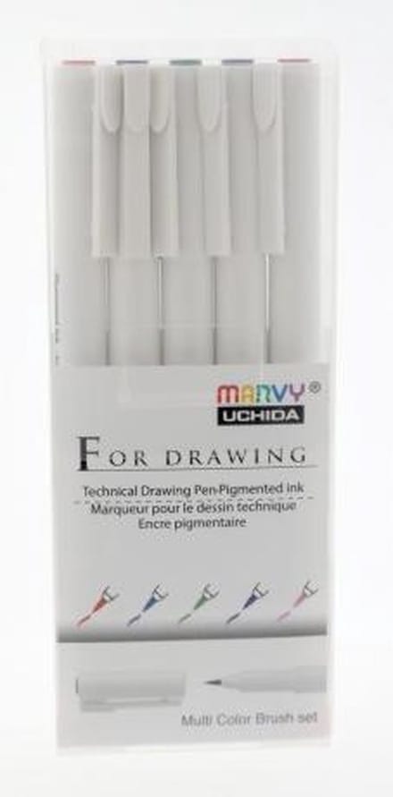 Marvy Uchida Marvy Uchida Technische Fineliner Set 0,3 mm 5 stuks