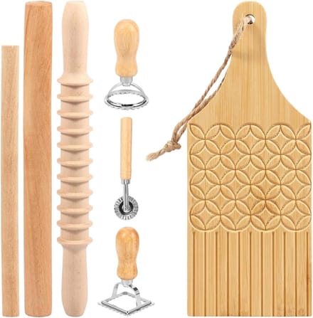 Pastasnijder Set - Ravioli Maker - Deeg Vormgeven - Ergonomisch Ontwerp - 7-Delig - Houtkleur