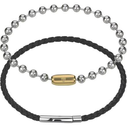 Echte leren/roestvrijstalen armband Marc Lauder