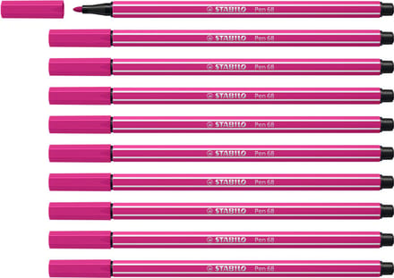 STABILO Pen 68 - Premium Viltstift - Roze Rood - Doos 10 stuks
