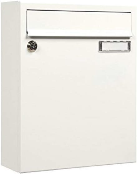 Brievenbus Sonate 133 wit met naamplaatje - Gecoat staal, 33 x 26 x 100 cm