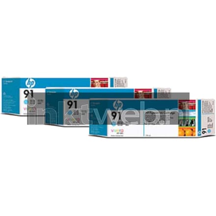 HP 91 3-pack licht cyaan (Origineel)