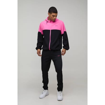 Regular Fit Heren Actief Kleurblok Windbreaker Trainingspak | Black | Size Medium
