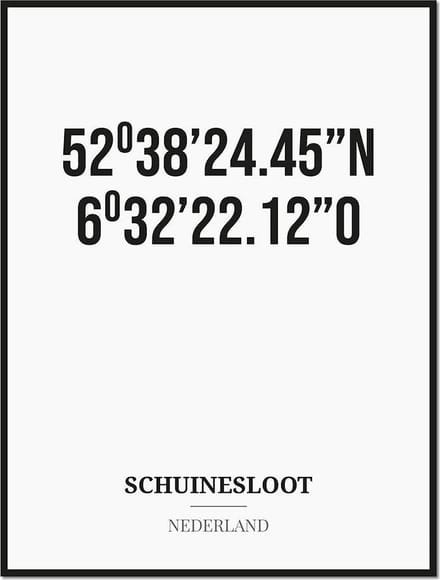 Poster/kaart SCHUINESLOOT met coördinaten