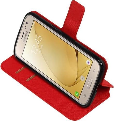Rood Samsung Galaxy J2 2016 TPU wallet case booktype hoesje HM Book