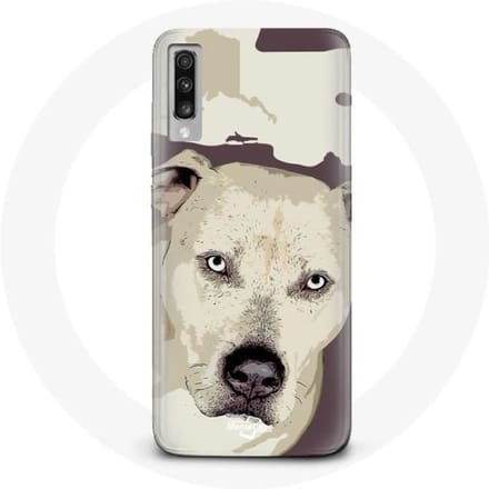 Hoesje voor Samsung Galaxy A70 Pitbull Hond Wit wit