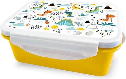 Arditex Broodtrommel Dino's 16 X 12 X 6,5 Cm Geel/wit