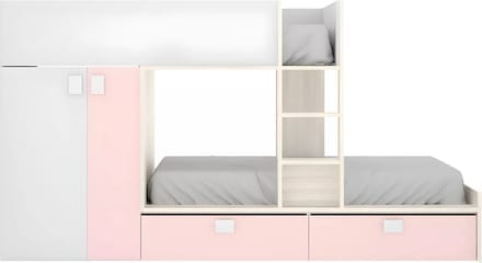 Vente-unique Stapelbed hout poederroze, wit 90 x 190 cm