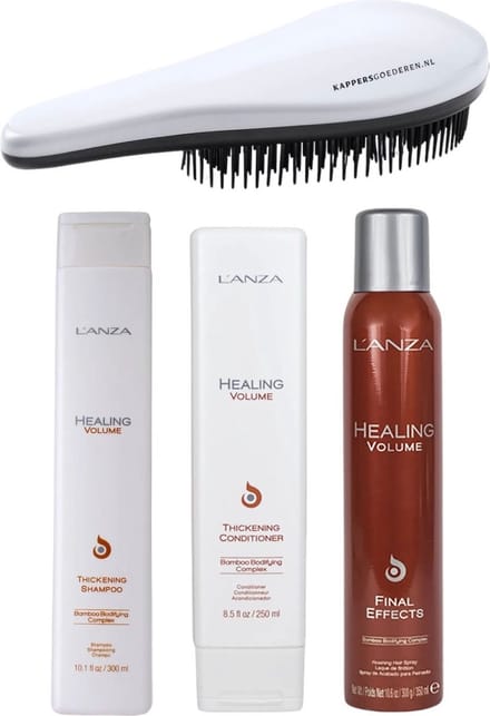 L'Anza - Healing Volume Set - Thickening Shampoo + Conditioner + Final Effects Haarspray + KG Ontwarborstel - Volume Pakket