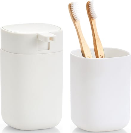 Zeller badkamer accessoires set 2-delig - kunststof - wit