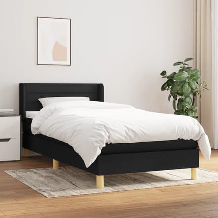 vidaXL - Boxspring - met - matras - stof - zwart - 80x200 - cm
