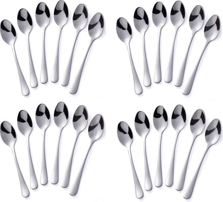 Alheco 24 ovale theelepels - 12.3cm - RVS theelepeltjes - Zilver