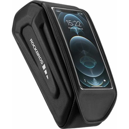 Rockbros 30120064001 waterproof frame bicycle bag with phone cover - black