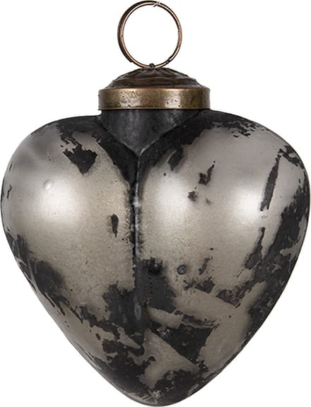 Clayre & Eef Kerstbal Overig Ø 8x4x8 cm Grijs Glas Kerstballen