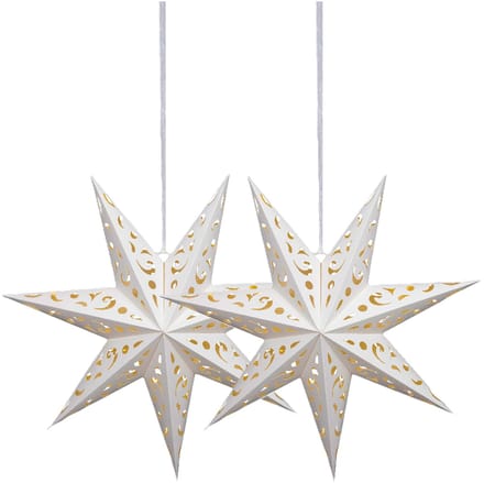 Lumineo verlichte kerstster - 2x - wit - D58 x L25 cm - papier - LED - warm wit - steady light - timer - binnen - transformator - IP20