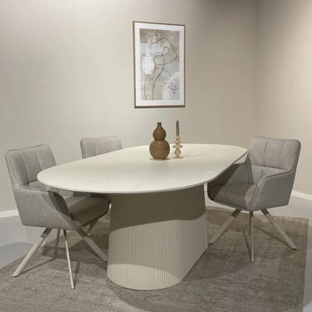 Ovale Eettafel Wit Mangohout 230x110 - 230x110 cm - Wit - Novihome