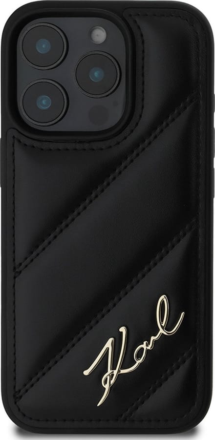 Karl Lagerfeld Backcase hoesje geschikt voor iPhone 16 Pro - Effen Zwart - Kunstleer
