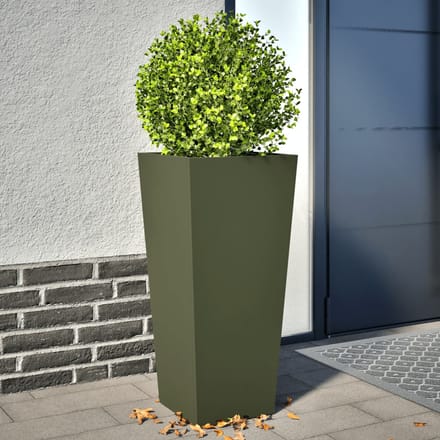 vidaXL - Plantenbakken - 2 - st - 35x35x75 - cm - staal - olijfgroen