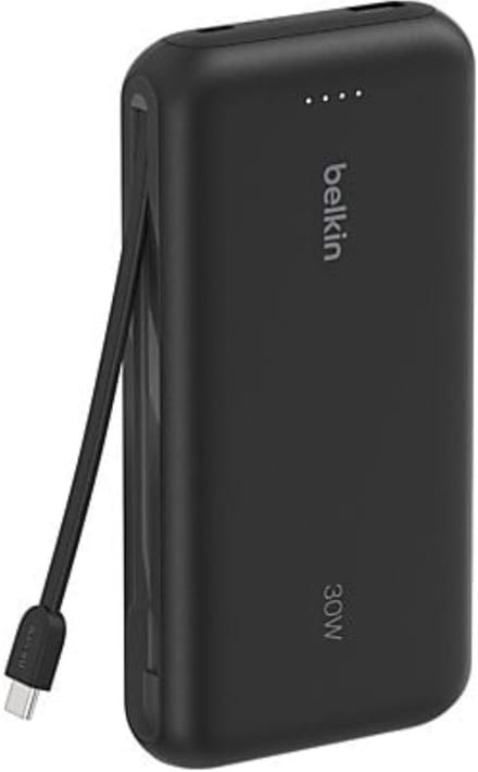 Belkin BoostCharge power bank - with integrated cable - 2 x USB-C USB - 30 Watt - 20000 mAh