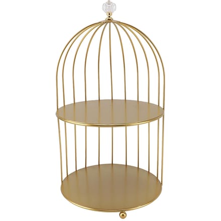 Vogelkooi Cosmetica Organizer Goud Ruimtebesparend IJzer Uniek Multifunctioneel Vogelkooi Make-up Display Double Layers beige