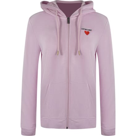 Love Moschino Small Heart Logo Zip Pink Hoodie