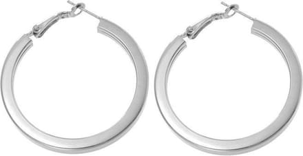Behave - Zilverkleurige oorring met vierkante vorm - 4 cm diameter