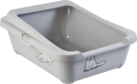 Core® Open Kattenbak - Kattenbak met Rand - Kattentoilet Met Schepje - Grijs - 43cm x 32cm x 16cm