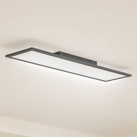 Lindby LED paneel Enhife, zwart, 80 x 20 cm, metaal, 4.000 K