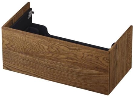 INK - Onderkast 1 Lade Push 2 Open Bestaande Uit - 900x450x376 Mm - Massief Eiken Chocolate