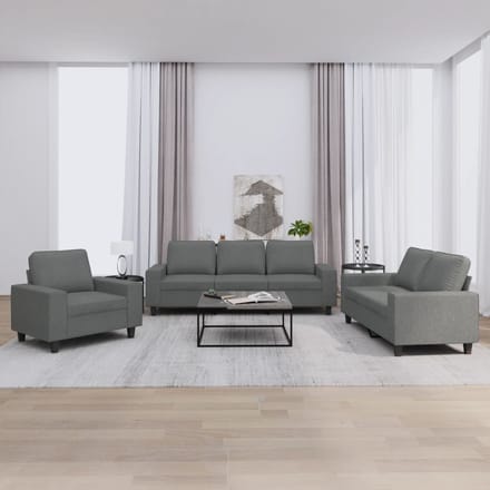 vidaXL - 3-delige - Loungeset - stof - donkergrijs