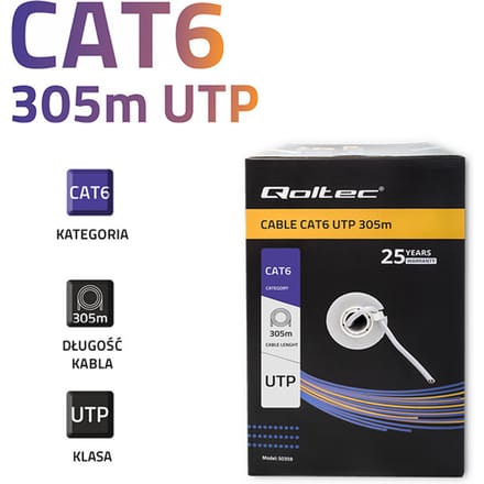 Qoltec Netwerkkabel/twisted pair UTP |   CAT6 |   305m |   PVC Grijs