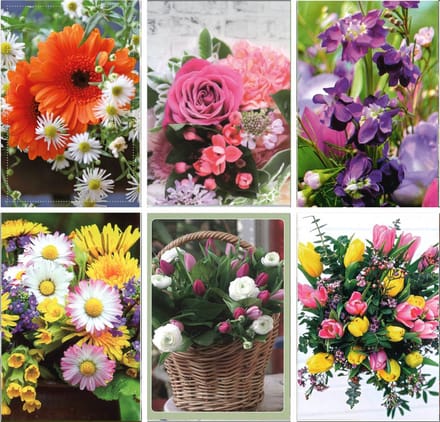 Wenskaarten zonder tekst - Set van 6 stuks met envelop - Bloemen