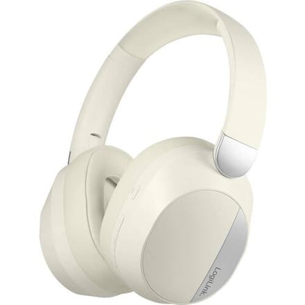 LogiLink BT0071C Over Ear koptelefoon Bluetooth Crème Noise Cancelling Headset Telefoon