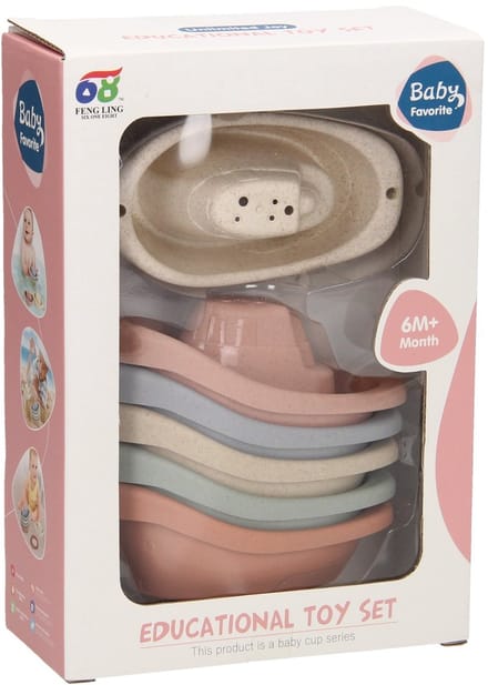 Lobbes badbootjes pastel speelgoed voor in bad, 6-delig set.