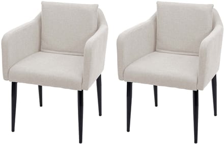Set van 2 eetkamerstoelen MCW-H93, keukenstoel fauteuil stoel ~ stof/textiel crème-beige