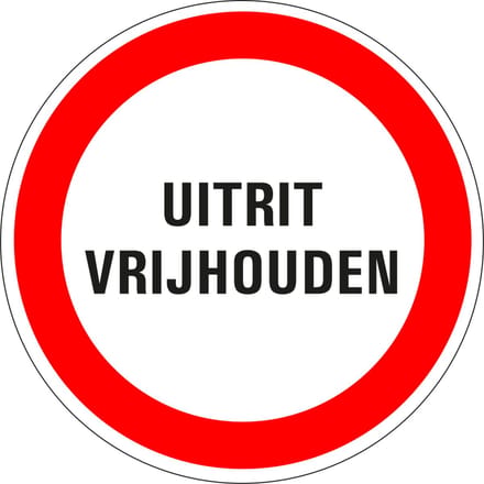Uitrit vrijhouden sticker 100 mm