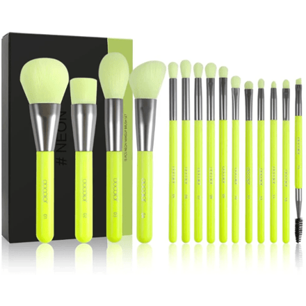 docolor neongroen - 15-delig set van synthetische kwasten -