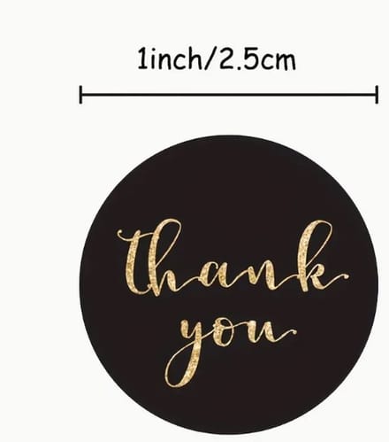 40x Sticker | THANK YOU | zwart & goud | 25 mm