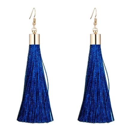 Fako Bijoux® - Kwast Oorbellen Classic - 8cm - Goud - Donkerblauw