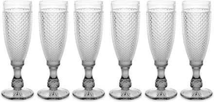 Vivalto Prosecco/champagneglazen - glas - set 12x stuks - 185 ml - Luxe Diamonds relief glas
