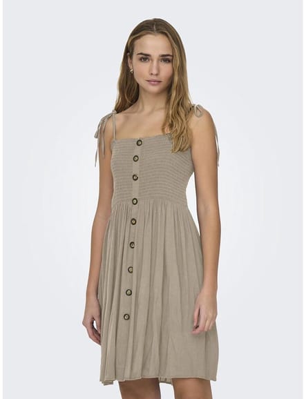 Only Annika Mouwloze Korte Jurk Beige 34 Vrouw