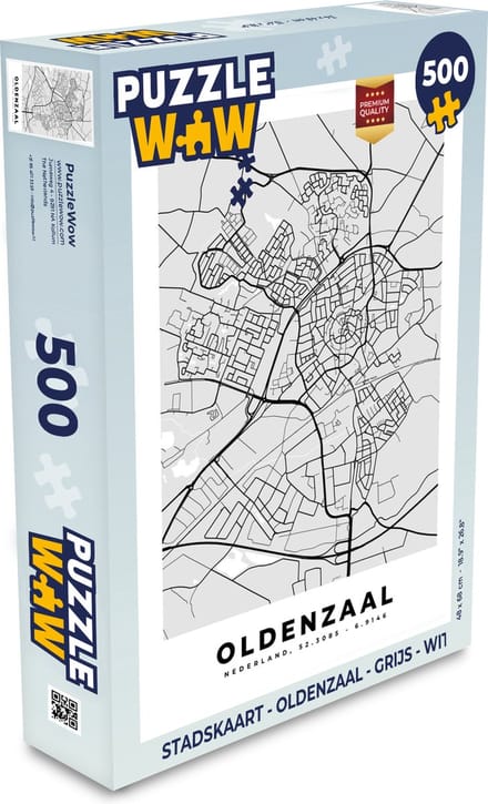 Puzzel Stadskaart - Oldenzaal - Grijs - Wit - Legpuzzel - Puzzel 500 stukjes - Plattegrond