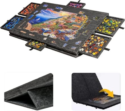 Puzzeltafel - Puzzelplank - Puzzels Maken - Met 6 Laden - 62x90 cm - Zwart