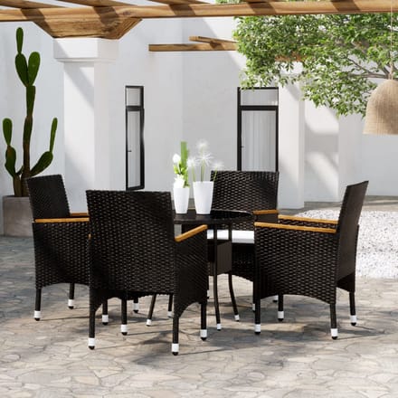 vidaXL - 5-delige - Tuinset - poly - rattan - zwart