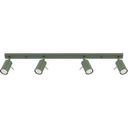 Plafondlamp RING 4L met 4 verstelbare spots in lijn - Sollux Lighting - IP20 - Olijfgroen staal behuizing - 81 x 6 x 17 cm - 4 x GU10 LED, exclusief lichtbron - 4 x 10 W - Moderne plafondlamp voor gang, hal en slaapkamer