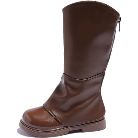 Kinderen Knielaarzen Herfst Britse Meisjes Prinsessenlaarzen Kinderen Rits Pluche Comfortabel Antislip Lange Laars 36 bruin