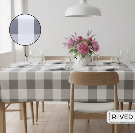 Raved Tafelzeil Blokken  140 cm x  300 cm - Grijs - PVC - Afwasbaar